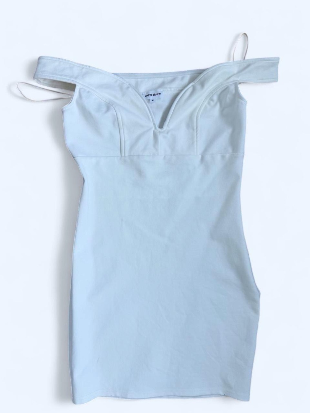 Super down cream square neck minidress size m